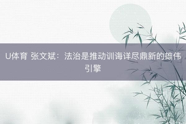 U体育 张文斌：法治是推动训诲详尽鼎新的雄伟引擎