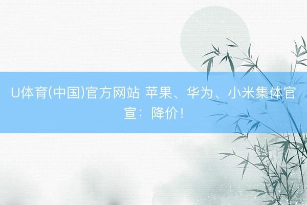 U体育(中国)官方网站 苹果、华为、小米集体官宣：降价！
