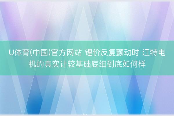 U体育(中国)官方网站 锂价反复颤动时 江特电机的真实计较基础底细到底如何样