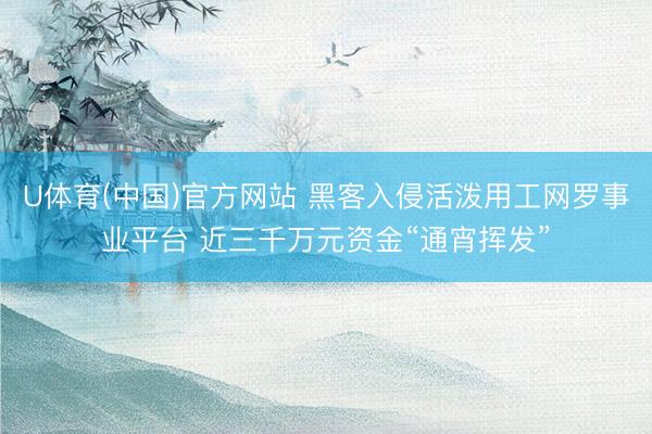 U体育(中国)官方网站 黑客入侵活泼用工网罗事业平台 近三千万元资金“通宵挥发”
