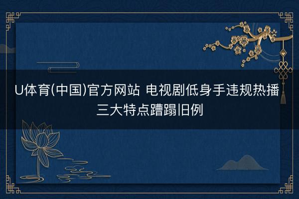 U体育(中国)官方网站 电视剧低身手违规热播 三大特点蹧蹋旧例