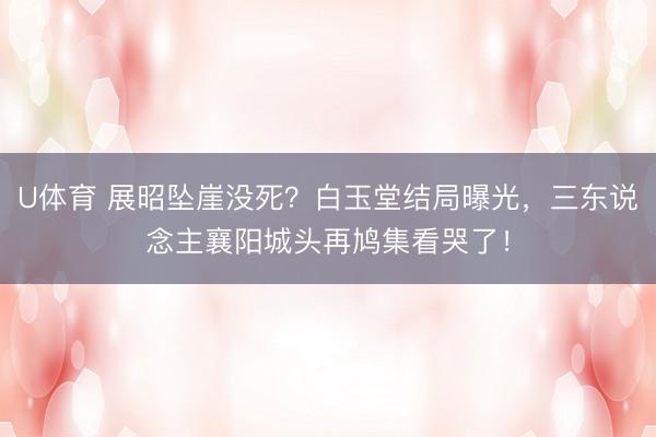 U体育 展昭坠崖没死？白玉堂结局曝光，三东说念主襄阳城头再鸠集看哭了！