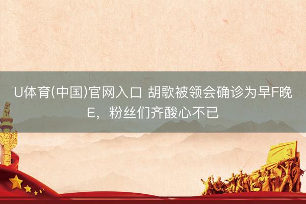 U体育(中国)官网入口 胡歌被领会确诊为早F晚E，粉丝们齐酸心不已