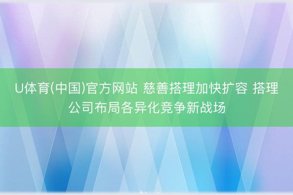 U体育(中国)官方网站 慈善搭理加快扩容 搭理公司布局各异化竞争新战场