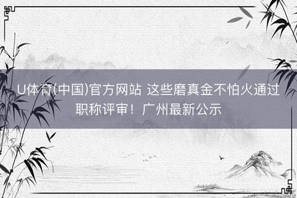 U体育(中国)官方网站 这些磨真金不怕火通过职称评审！广州最新公示